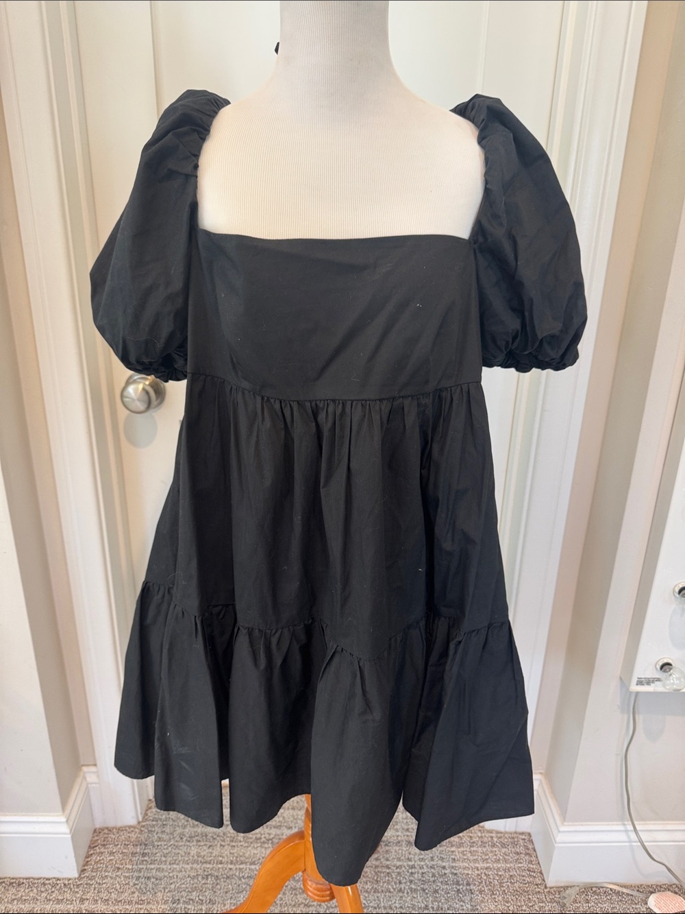INTERMIX Black Puff-Sleeve Mini Dress